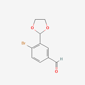 molecular formula C10H9BrO3 B12836999 4-Bromo-3-(1,3-dioxolan-2-yl)benzaldehyde 