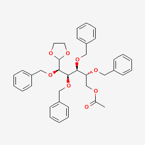 molecular formula C38H42O8 B12837026 (2R,3S,4R,5R)-2,3,4,5-Tetrakis(benzyloxy)-5-(1,3-dioxolan-2-yl)pentyl acetate 