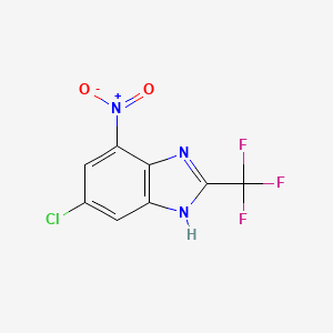 molecular formula C8H3ClF3N3O2 B12837185 Benzimidazole, 6-chloro-4-nitro-2-(trifluoromethyl)- CAS No. 3671-18-9