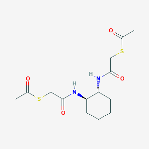 molecular formula C14H22N2O4S2 B12837198 rel-S,S'-((((1R,2R)-cyclohexane-1,2-diyl)bis(azanediyl))bis(2-oxoethane-2,1-diyl)) diethanethioate 