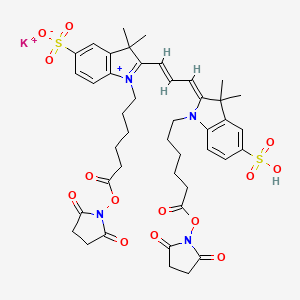 1-(6-((2,5-Dioxopyrrolidin-1-yl)oxy)-6-oxohexyl)-2-(3-(1-(6-((2,5-dioxopyrrolidin-1-yl)oxy)-6-oxohexyl)-3,3-dimethyl-5-sulfo-3H-indol-1-ium-2-yl)allylidene)-3,3-dimethylindoline-5-sulfonate, potassium salt