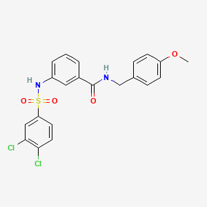 molecular formula C21H18Cl2N2O4S B12837338 3-((3,4-Dichlorophenyl)sulfonamido)-N-(4-methoxybenzyl)benzamide 