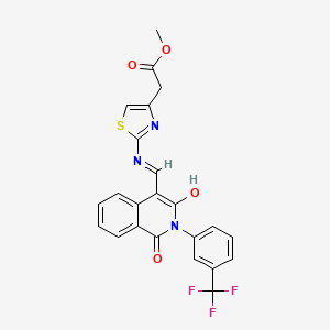 molecular formula C23H16F3N3O4S B12837365 methyl 2-[2-[[(E)-[1,3-dioxo-2-[3-(trifluoromethyl)phenyl]isoquinolin-4-ylidene]methyl]amino]-1,3-thiazol-4-yl]acetate 