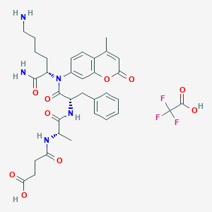 4-[[(2S)-1-[[(2S)-1-[[(2S)-1,6-diamino-1-oxohexan-2-yl]-(4-methyl-2-oxochromen-7-yl)amino]-1-oxo-3-phenylpropan-2-yl]amino]-1-oxopropan-2-yl]amino]-4-oxobutanoic acid;2,2,2-trifluoroacetic acid