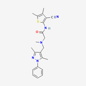 N-(3-Cyano-4,5-dimethylthiophen-2-yl)-2-(((3,5-dimethyl-1-phenyl-1H-pyrazol-4-yl)methyl)(methyl)amino)acetamide