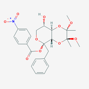 molecular formula C25H29NO10 B12837473 [(2S,3S,4aS,5S,8S,8aR)-5-benzyl-8-hydroxy-2,3-dimethoxy-2,3-dimethyl-4a,7,8,8a-tetrahydropyrano[3,4-b][1,4]dioxin-5-yl] 4-nitrobenzoate 