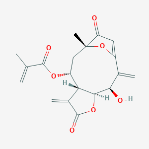 molecular formula C19H20O7 B12837503 (3aR,4R,6R,11R,11aS)-11-Hydroxy-6-methyl-3,10-dimethylene-2,7-dioxo-2,3,3a,4,5,6,7,10,11,11a-decahydro-6,9-epoxycyclodeca[b]furan-4-yl methacrylate 