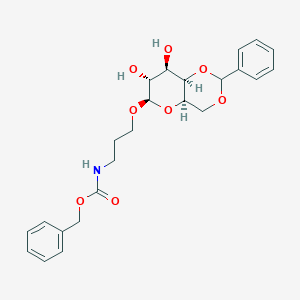 Benzyl (3-(((4aR,6R,7R,8R,8aR)-7,8-dihydroxy-2-phenylhexahydropyrano[3,2-d][1,3]dioxin-6-yl)oxy)propyl)carbamate