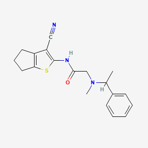 molecular formula C19H21N3OS B12837743 N-(3-Cyano-5,6-dihydro-4H-cyclopenta[b]thiophen-2-yl)-2-(methyl(1-phenylethyl)amino)acetamide 