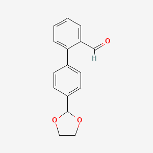 molecular formula C16H14O3 B12838068 4'-(1,3-Dioxolan-2-yl)[1,1'-biphenyl]-2-carbaldehyde 