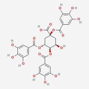 molecular formula C28H24O18 B12838110 Benzoic acid, 3,4,5-trihydroxy-, 4-carboxy-6-hydroxy-1,2,4-cyclohexanetriyl ester, (1R-(1alpha,2beta,4alpha,6alpha)-)- CAS No. 110082-89-8