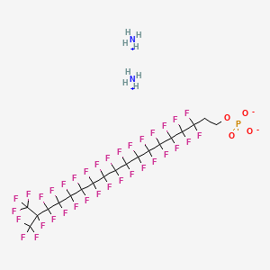 molecular formula C19H12F35N2O4P B12838145 Diammonium 3,3,4,4,5,5,6,6,7,7,8,8,9,9,10,10,11,11,12,12,13,13,14,14,15,15,16,16,17,18,18,18-dotriacontafluoro-17-(trifluoromethyl)octadecyl phosphate CAS No. 93857-43-3