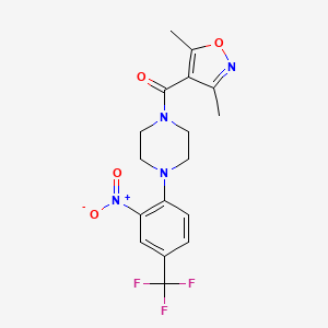 molecular formula C17H17F3N4O4 B12838171 Methanone, (3,5-dimethyl-4-isoxazolyl)[4-[2-nitro-4-(trifluoromethyl)phenyl]-1-piperazinyl]- 