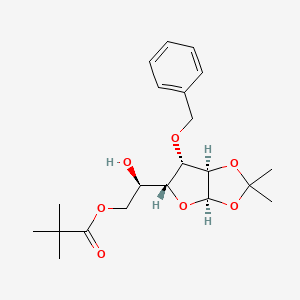 molecular formula C21H30O7 B12838336 (R)-2-((3AR,5R,6S,6aR)-6-(benzyloxy)-2,2-dimethyltetrahydrofuro[2,3-d][1,3]dioxol-5-yl)-2-hydroxyethyl pivalate 