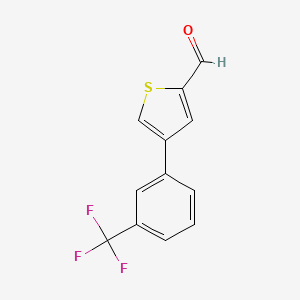 molecular formula C12H7F3OS B12838351 4-[3-(Trifluoromethyl)phenyl]-2-thiophene carbaldehyde CAS No. 893737-00-3