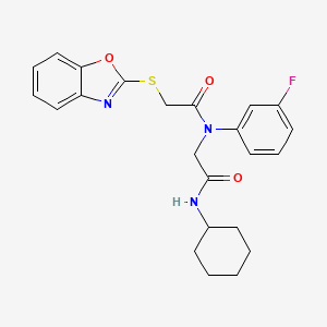 2-(Benzooxazol-2-ylsulfanyl)-N-cyclohexylcarbamoylmethyl-N-(3-fluoro-phenyl)-acetamide