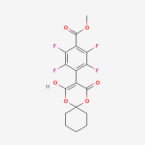 molecular formula C17H14F4O6 B12838657 Methyl 2,3,5,6-tetrafluoro-4-(2-hydroxy-4-oxo-1,5-dioxaspiro[5.5]undec-2-en-3-yl)benzoate 