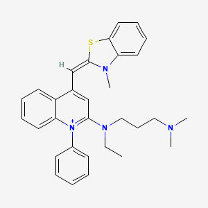 (E)-2-((3-(Dimethylamino)propyl)(ethyl)amino)-4-((3-methylbenzo[d]thiazol-2(3H)-ylidene)methyl)-1-phenylquinolin-1-ium