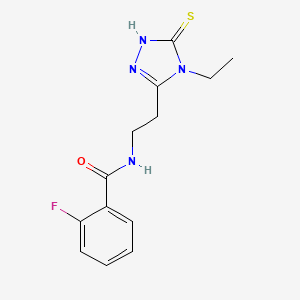 molecular formula C13H15FN4OS B12838690 N-[2-(4-Ethyl-5-mercapto-4H-[1,2,4]triazol-3-yl)-ethyl]-2-fluoro-benzamide 