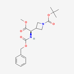 molecular formula C19H26N2O6 B12838769 tert-Butyl 3-[(1R)-1-(benzyloxycarbonylamino)-2-methoxy-2-oxo-ethyl]azetidine-1-carboxylate 