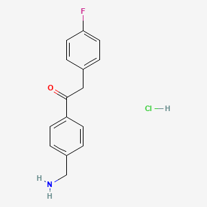 molecular formula C15H15ClFNO B12839162 1-(4-Aminomethyl-phenyl)-2-(4-fluoro-phenyl)-ethanone hydrochloride CAS No. 1187929-00-5