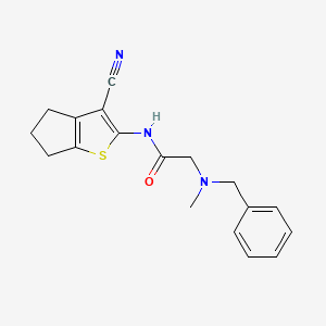 molecular formula C18H19N3OS B12839179 2-(Benzyl(methyl)amino)-N-(3-cyano-5,6-dihydro-4H-cyclopenta[b]thiophen-2-yl)acetamide 