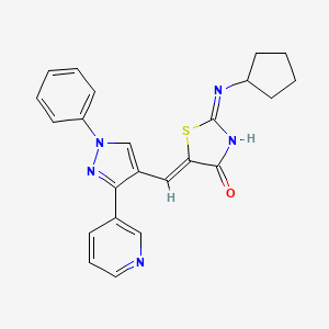 (Z)-2-(Cyclopentylamino)-5-((1-phenyl-3-(pyridin-3-yl)-1H-pyrazol-4-yl)methylene)thiazol-4(5H)-one