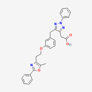 molecular formula C29H26N4O4 B12839242 (5-{3-[2-(5-methyl-2-phenyl-1,3-oxazol-4-yl)ethoxy]benzyl}-2-phenyl-2H-1,2,3-triazol-4-yl)acetic acid 