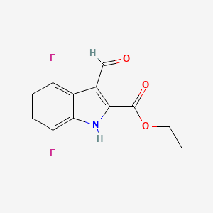 molecular formula C12H9F2NO3 B12839268 Ethyl 4,7-difluoro-3-formyl-1H-indole-2-carboxylate 