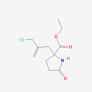 molecular formula C11H16ClNO3 B12839304 Ethyl 2-(2-(chloromethyl)allyl)-5-oxopyrrolidine-2-carboxylate 