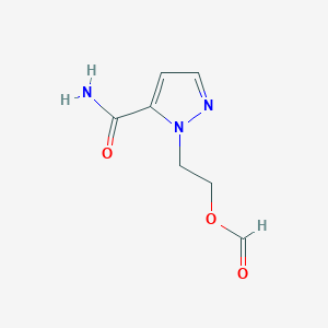 molecular formula C7H9N3O3 B12839357 2-(5-Carbamoyl-1H-pyrazol-1-yl)ethyl formate 