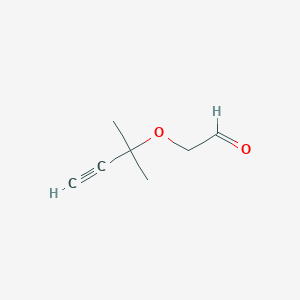 molecular formula C7H10O2 B12839396 2-((2-Methylbut-3-yn-2-yl)oxy)acetaldehyde 