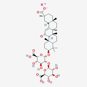 potassium;(2S,4aS,6aR,6aS,6bR,10S,12aS,14bR)-10-[(2S,3R,4S,5S,6S)-6-carboxy-3-[(2R,3R,4S,5S,6S)-6-carboxy-3,4,5-trihydroxyoxan-2-yl]oxy-4,5-dihydroxyoxan-2-yl]oxy-2,4a,6a,6b,9,9,12a-heptamethyl-13-oxo-3,4,5,6,6a,7,8,8a,10,11,12,14b-dodecahydro-1H-picene-2-carboxylate