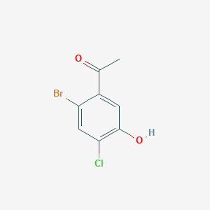 molecular formula C8H6BrClO2 B12839622 1-(2-Bromo-4-chloro-5-hydroxyphenyl)ethan-1-one 