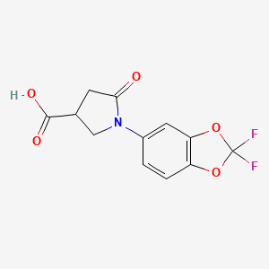 molecular formula C12H9F2NO5 B12839692 1-(2,2-Difluorobenzo[d][1,3]dioxol-5-yl)-5-oxopyrrolidine-3-carboxylic acid 