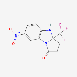 molecular formula C11H8F3N3O3 B12839726 7-Nitro-3a-(trifluoromethyl)-2,3,3a,4-tetrahydro-1H-benzo[d]pyrrolo[1,2-a]imidazol-1-one 