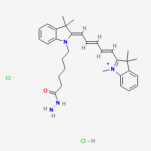 molecular formula C32H42Cl2N4O B12839737 1-(6-Hydrazineyl-6-oxohexyl)-3,3-dimethyl-2-(5-(1,3,3-trimethylindolin-2-ylidene)penta-1,3-dien-1-yl)-3H-indol-1-ium chloride hydrochloride 