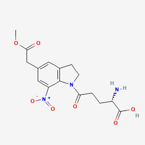 molecular formula C16H19N3O7 B12839762 (S)-Methyl 1-[5-(4-amino-4-carboxybutanoyl)]-7-nitroindoline-5-acetate hydrate 