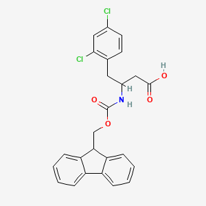 molecular formula C25H21Cl2NO4 B12839957 3-((((9H-Fluoren-9-yl)methoxy)carbonyl)amino)-4-(2,4-dichlorophenyl)butanoic acid 