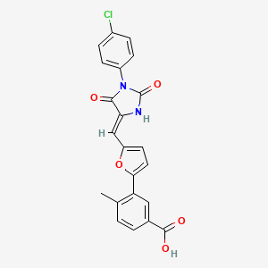 3-(5-((1-(4-Chlorophenyl)-2,5-dioxoimidazolidin-4-ylidene)methyl)furan-2-yl)-4-methylbenzoic acid