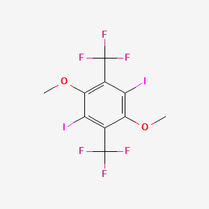 molecular formula C10H6F6I2O2 B12840146 1,4-Diiodo-2,5-dimethoxy-3,6-bis(trifluoromethyl)benzene 