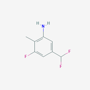 molecular formula C8H8F3N B12840265 5-(Difluoromethyl)-3-fluoro-2-methylaniline 