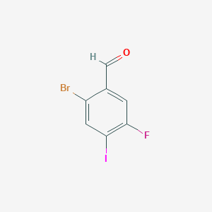 molecular formula C7H3BrFIO B12840300 2-Bromo-5-fluoro-4-iodobenzaldehyde 