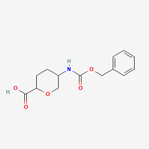 molecular formula C14H17NO5 B12840349 5-(((Benzyloxy)carbonyl)amino)tetrahydro-2H-pyran-2-carboxylic acid 