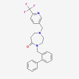 molecular formula C25H24F3N3O B12840587 4-(Biphenyl-2-ylmethyl)-1-([6-(trifluoromethyl)pyridin-3-YL]methyl)-1,4-diazepan-5-one 