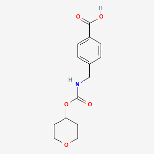 molecular formula C14H17NO5 B12840708 4-(((((Tetrahydro-2H-pyran-4-yl)oxy)carbonyl)amino)methyl)benzoic acid 