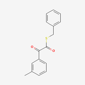 molecular formula C16H14O2S B12840735 Benzeneethanethioic acid, 3-methyl-alpha-oxo-, S-(phenylmethyl) ester 