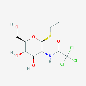 molecular formula C10H16Cl3NO5S B12840882 2,2,2-Trichloro-N-((2S,3R,4R,5S,6R)-2-(ethylthio)-4,5-dihydroxy-6-(hydroxymethyl)tetrahydro-2H-pyran-3-yl)acetamide 