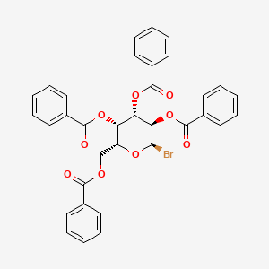 molecular formula C34H27BrO9 B12840903 (2R,3S,4S,5R,6R)-2-((Benzoyloxy)methyl)-6-bromotetrahydro-2H-pyran-3,4,5-triyl tribenzoate 