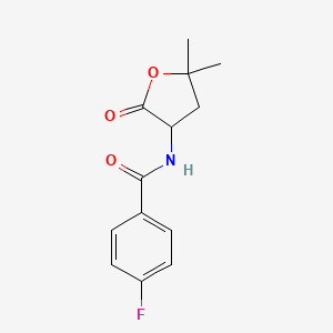 molecular formula C13H14FNO3 B12840926 N-(5,5-dimethyl-2-oxooxolan-3-yl)-4-fluorobenzamide CAS No. 77694-31-6